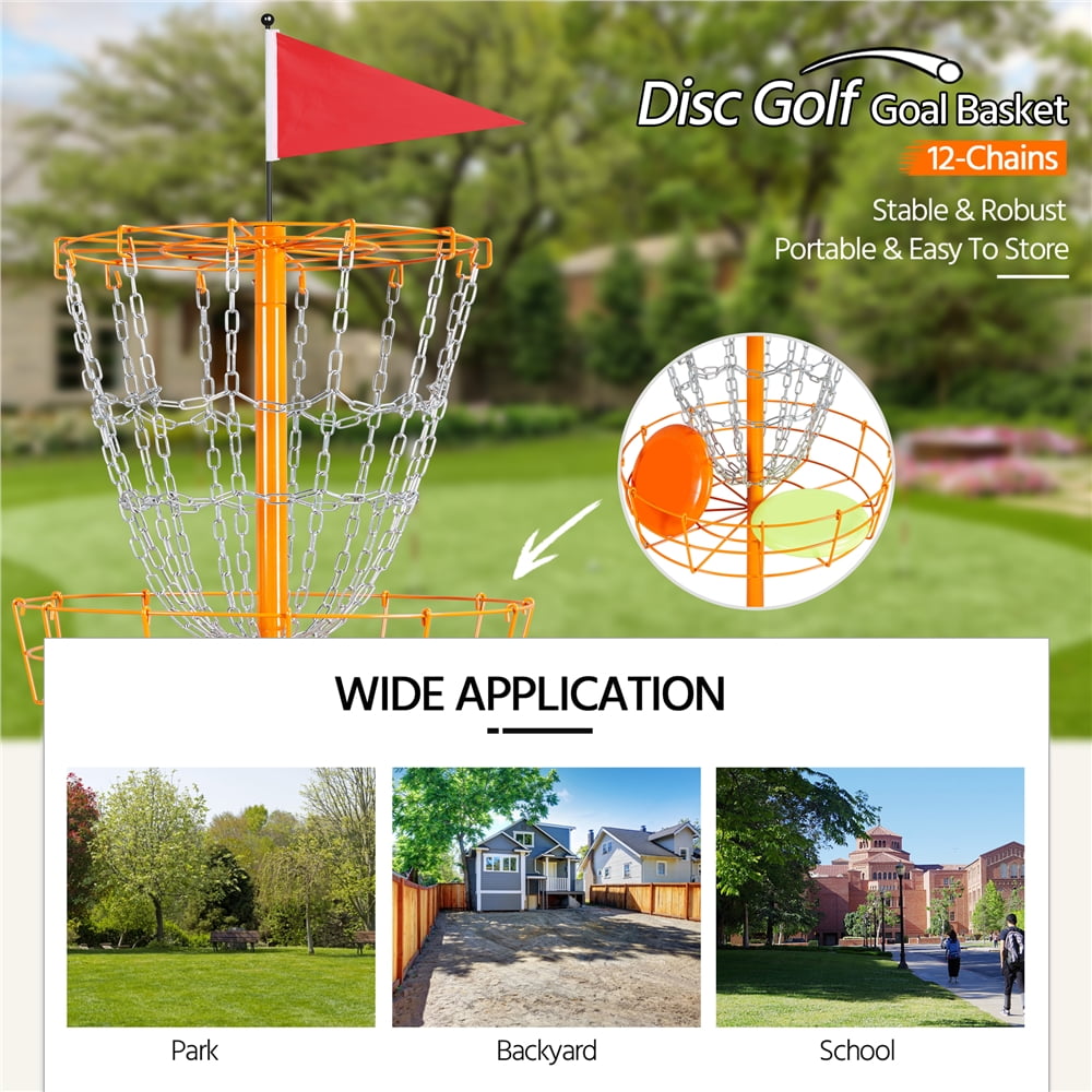 Alden Design 12-Chain Disc Golf Goal Target Practice, Orange