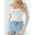 thumbnail image 2 of Elippeo Women Crop Tube Tops Summer Backless Shirts and Floral Lace Shrugs Set Streetwear Aesthetic Clothes, 2 of 10