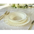 thumbnail image 4 of " OCCASIONS " 150pcs set (25 Guests)-Vintage Wedding Party Disposable Dinnerware Set Plastic Plates & Silverware w/double fork -10.25'', 7.5'' (Blossom Ivory & Gold Rim), 4 of 9