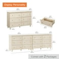 thumbnail image 3 of 12 Drawers Dresser for Bedroom, 2-in-1 Modern Wooden Chest of Drawers, 94" Wide, Light Oak Wood Finish, 3 of 8