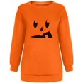 thumbnail image 3 of Chandails en Molleton Visage de Citrouille d'Halloween pour Femmes Manches Longues Surdimensionnées Col Rond Orange Pull Tops, 3 of 7