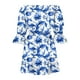thumbnail image 4 of ICHUANYI Clearance Fashion Women's Summer Sexy Casual Off Shoulder Printing Bell Sleeve Dresses(Blue, S) ICHUANYI WER2023081013837, 4 of 4