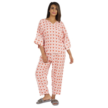 Phagun Women Loungewear 2Pcs Pajama Set Sleepwear Top & Pajama Asian Nightwear