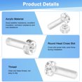 thumbnail image 2 of Uxcell Kit de Tornillos y Tuercas Hexagonales Transparentes Claros de 30 Piezas, Tornillos de Cabeza Redonda de Acrílico Plástico M4x12mm, 2 of 7