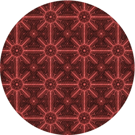 Ahgly Company Indoor Round Patterned Maroon Red Area Rugs, 7' Round