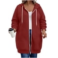 thumbnail image 3 of Women Long Zip Up Hoodie Sevevn Oversized Soft Fleece Casual Hooded Jacket Multiple Colors L-XXXXL Daily Wear, 3 of 9