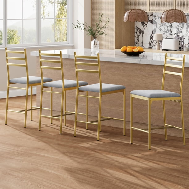 Yeshouse Taburetes de bar, sillas de bar de altura de mostrador con respaldo y cojín grueso, sillas de comedor tapizadas con asiento acolchado, taburetes de bar para isla de cocina, bar y comedor