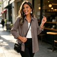 thumbnail image 2 of HIOK Waffle Knit Shacket for Women 2026 Long Sleeve Button Down Shirts | Collared Shirts, Business Casual Work Tops, Shirt Jackets, Ladies Blouses, Chest Pocket, Lightweight, Outerwear, Fall Clothes, 2 of 11
