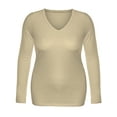 thumbnail image 2 of Emmalise Women's Casual Basic V-Neck Tshirt Long Sleeves Tee Top - Junior and Plus Sizes, 2 of 2