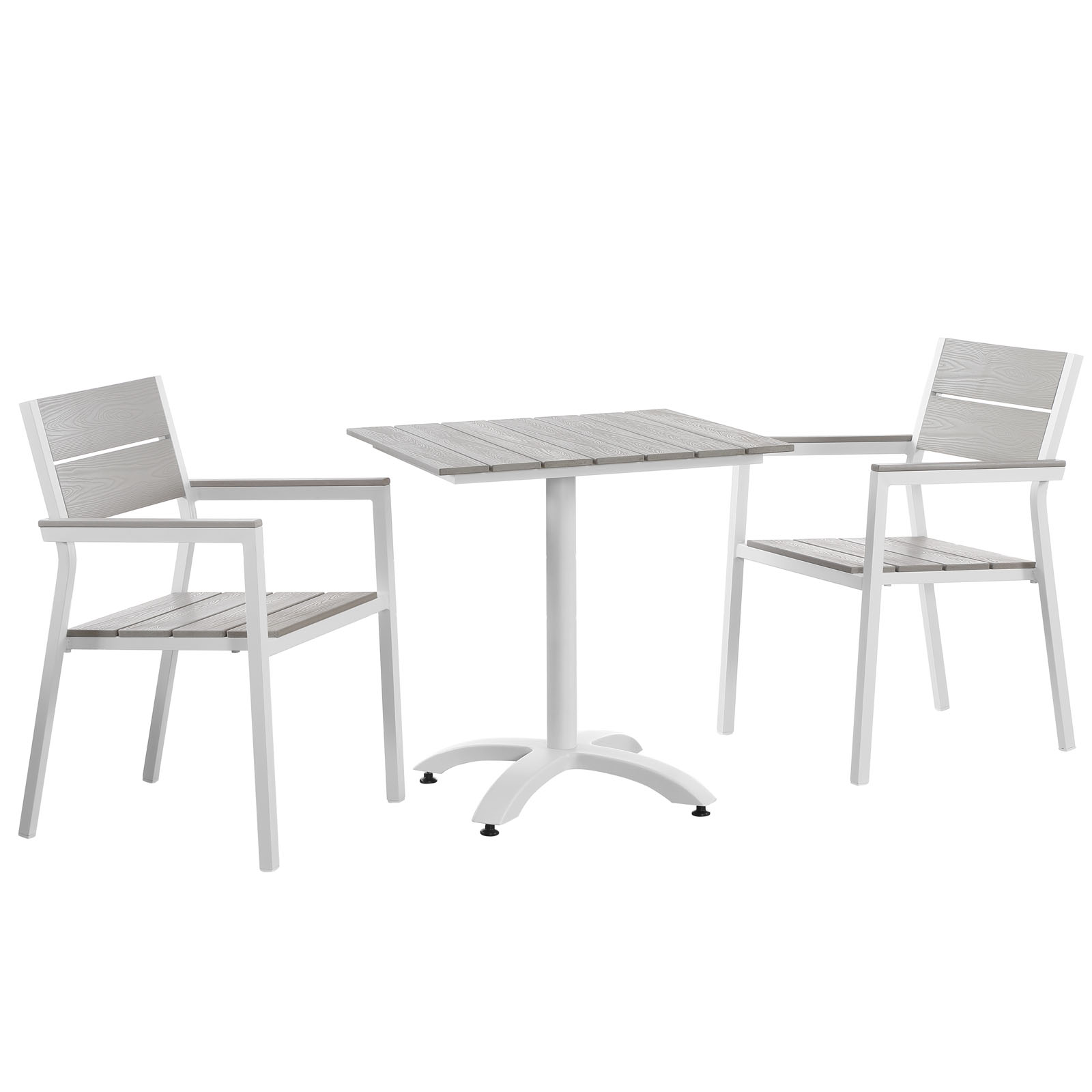 Modway Maine 3 Piece Outdoor Patio Dining Set in White Light Gray - image 2 of 7