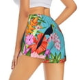 thumbnail image 3 of Vsdgher Tropical Jungle Flamingo Print Women's Running Double Layer Shorts High Waisted with Pockets Elastic Yoga Workout Athletic Gym Sports, 3 of 8