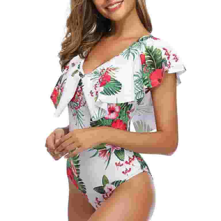 本当に信頼出来る店 Short Womens for Swimsuits OAVQHLG3B Sleeve Piece One Clothing