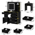 thumbnail image 3 of OXYLIFE Black Makeup Vanity Dressing Table with Mirror, 5 Drawers and Shelves (Square Lighted Mirror ), 3 of 7