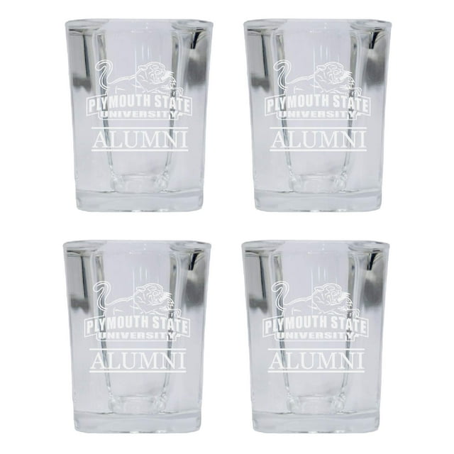 Plymouth State University Alumni 2 Ounce Square Shot Glass laser etched logo Design 4-Pack Officially Licensed Collegiate Product