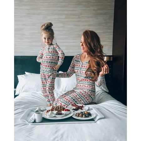 

Puloru Family Pajamas Suits with Elk Tree Nightclothes Printed Long Sleeve Long Pants Sleepwear Sets