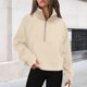 thumbnail image 1 of Sudaderas informales con cuello alto para mujer traje deportivo con capucha de gran tamaño Color sólido, 1 of 6