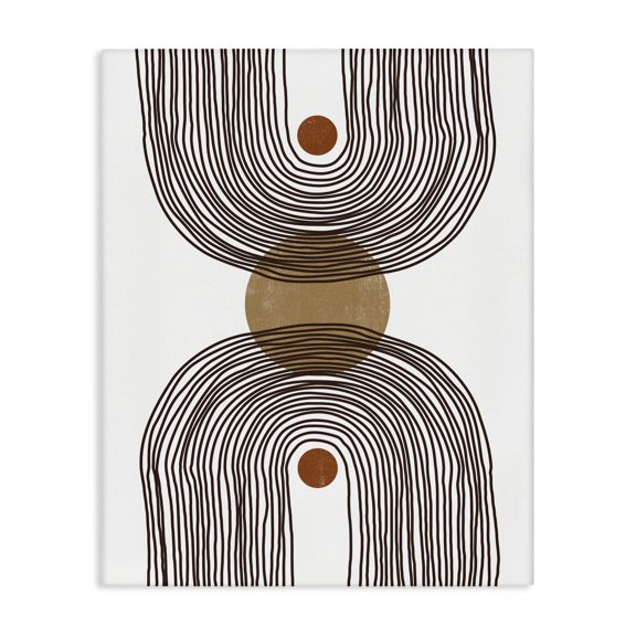 Stupell Industries Modern Asymmetrical Rainbow Reflection Abstract Round Shapes Brown White Canvas Art, 16 x 20, by JJ Design House LLC