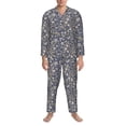 thumbnail image 3 of Naloa Daisies Flowers Men’s Pajamas Set - Long Sleeve Button Down Sleep Shirt and Pajama Bottoms Sleepwear Set-Medium, 3 of 7