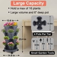 thumbnail image 2 of Stackable Planter with Wheels and Tools, Indoor Outdoor - 4 Tier Vertical Garden Planter Pots,Dark Gray,2 Set, 2 of 7