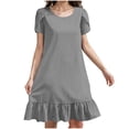 thumbnail image 1 of Liquidation d'Été 2025! Robe Grande Taille pour Femmes, Liquidation d'Été pour Femmes, Robe Longue en Coton et Lin avec Manches Ourlet à Volants, 1 of 5