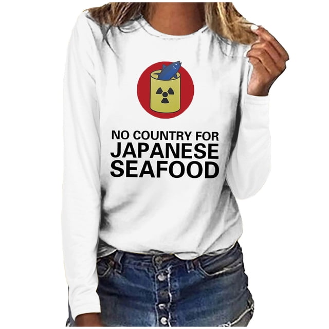 RKSTN Sweat-Shirt pour Femmes Mode Automne Léger Couleur Unie Manches Longues Col Rond Imprimé Pollution Marine