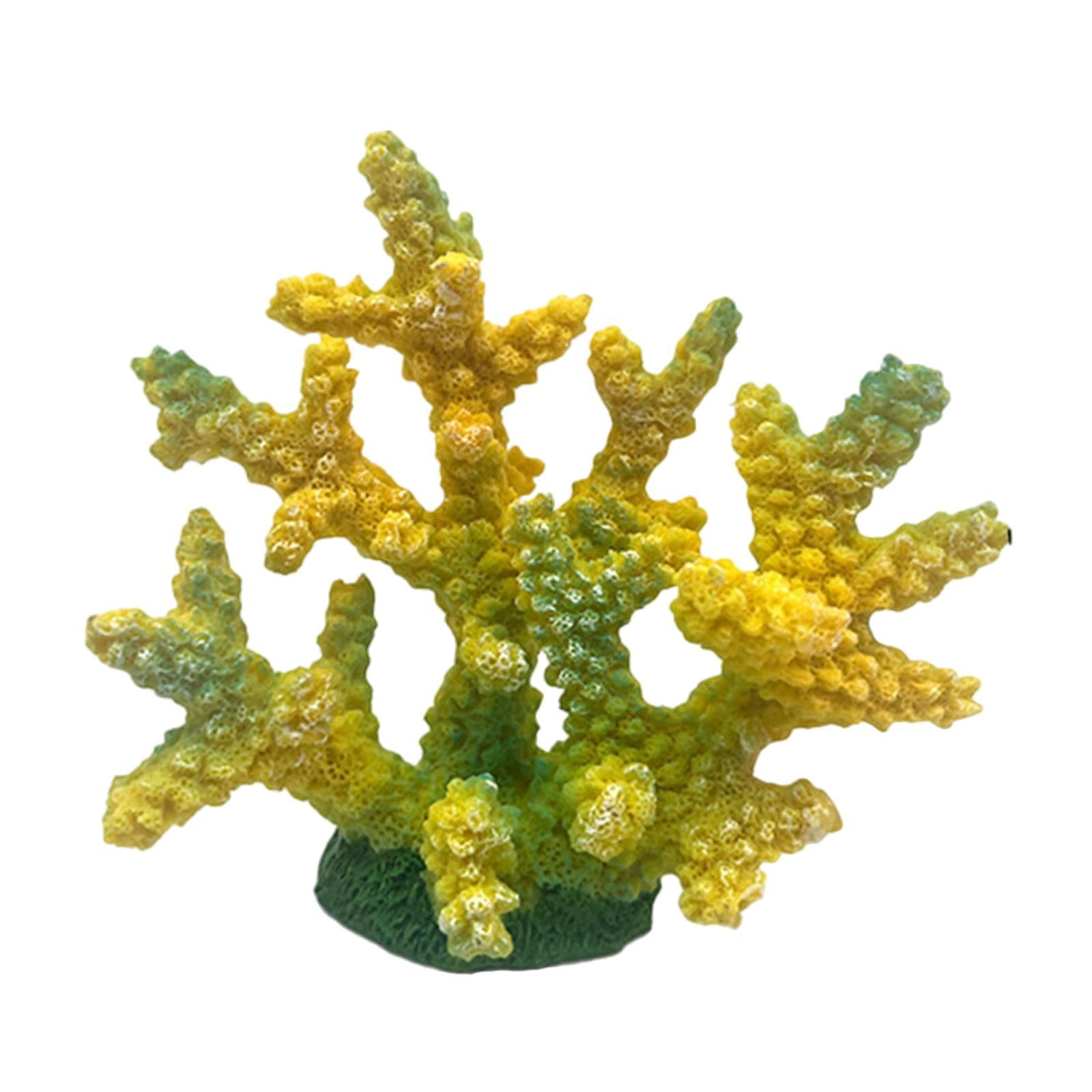 TOOYFUL Artificial Coral Figurine Sculpture Tank Landscape Resin Crafts Hideaway Versatile Aquarium Decoration for Desktop Table yellow