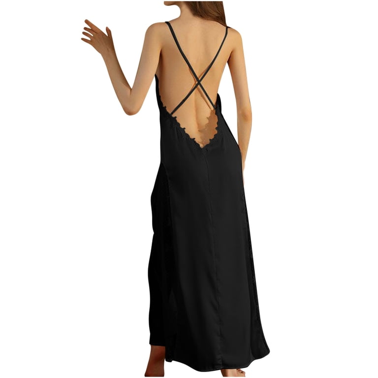 Women's Satin Nightgown Dress Silk Lace Sleeveless Long Chemise Sleepwear Lounge Dresses for Ladies - Walmart.com Women's Satin Nightgown Dress Silk Lace Sleeveless Long Chemise Sleepwear Lounge Dresses for Ladies - Walmart.com