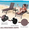 thumbnail image 6 of Patio Chaise Lounge Chair with Wheels, Set of 2 Outdoor Lounge Chairs with Table and Adjustable Backrest, Waterproof Poolside Lounge Chairs, 6 of 6