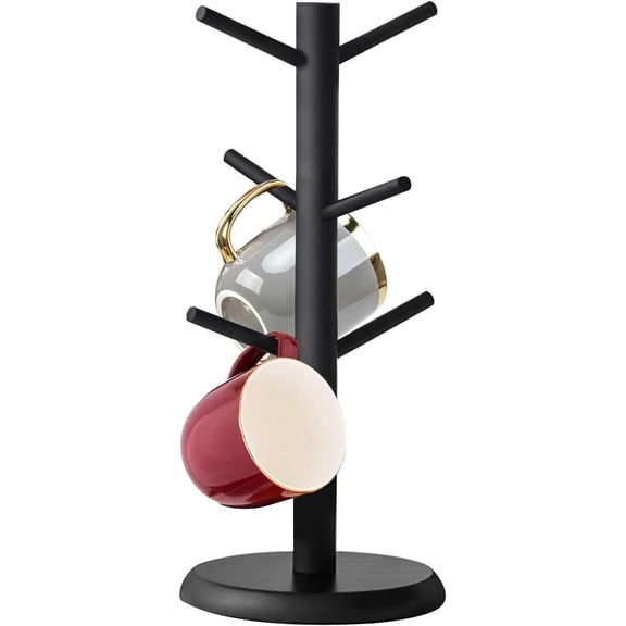 ZOOMPIL Wooden Cup Holder, Coffee Cup Holder, Mug Holder, Removable Wooden Cup Holder, Cup Holder with 6 Hooks, Multi-scenario for Kitchen Countertop