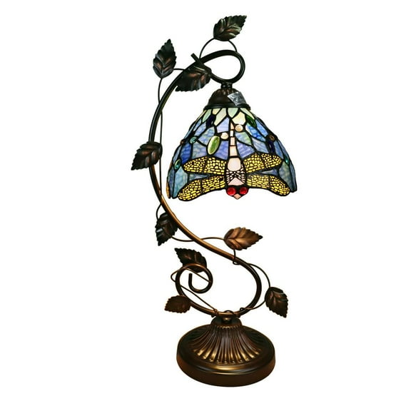 Chloe Lighting Sunniva Dragonfly 1-Light Glass Table Lamp in Multi-Color