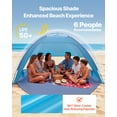 thumbnail image 2 of VEVOR Beach Tent Sun Shelter for 6 Person, UPF 50+ Protection, Portable Sun Shade Canopy with Carrying Bag & Sand Pockets, Lightweight and Easy Setup Beach Umbrella for Camping Fishing Outdoor Picnic, 2 of 9