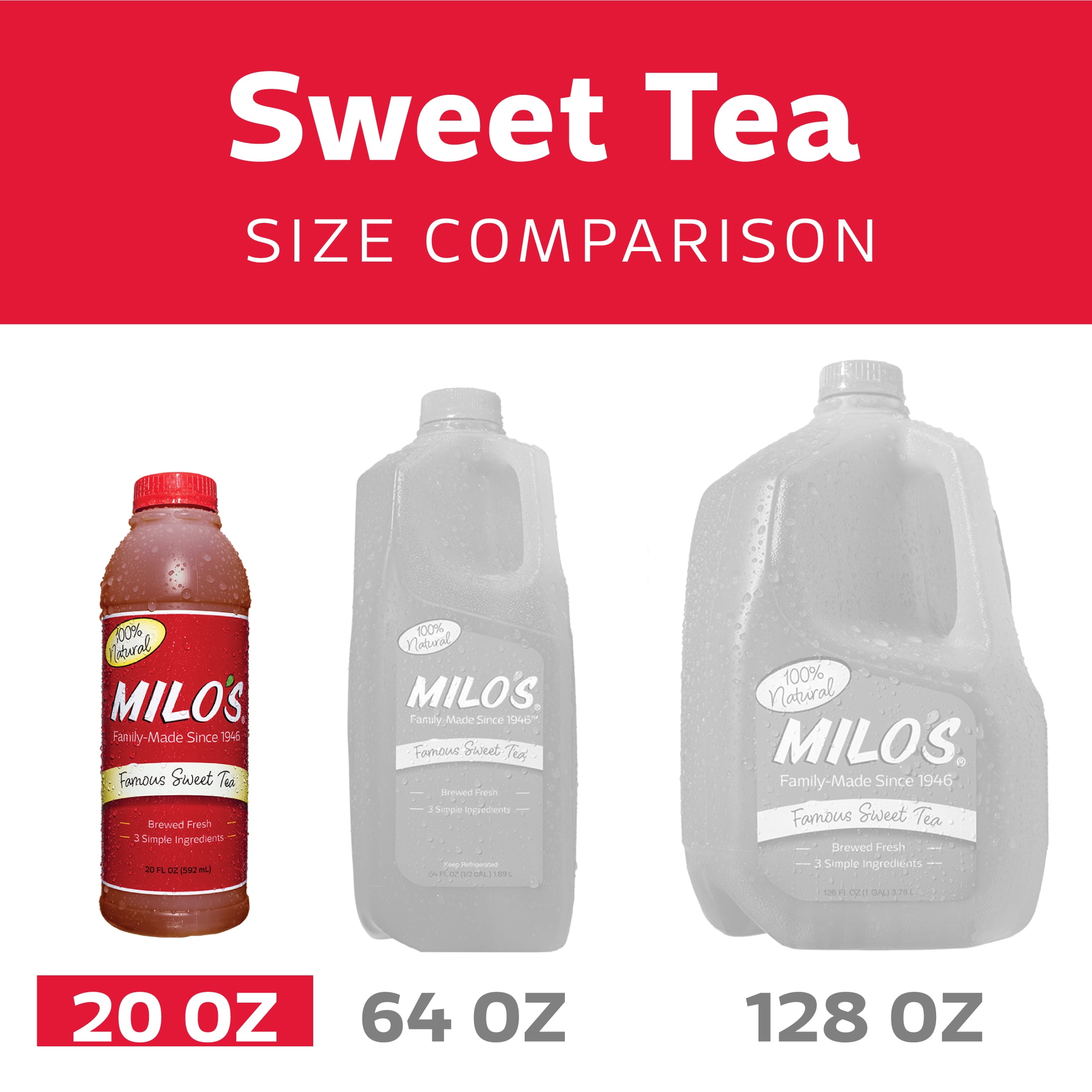 Milo’s Famous Sweet Tea, 100% Natural, 20 Fl. Oz. Bottle