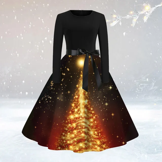 Disfraz de Cosplay de Navidad para mujer, vestido de princesa de manga larga, vestido de Festival Vintage, vestido Rockabilly, bata de fiesta