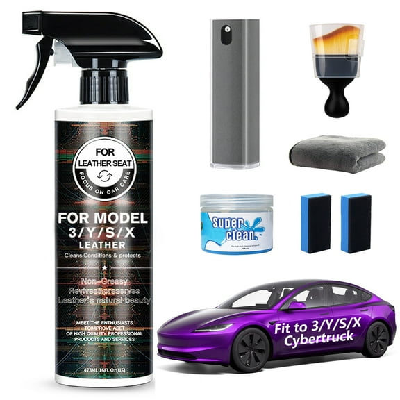 VINBYEE 6Pcs Customized for Tesla Model 3/Y/X/S Seat Cleaner, Interior & Screen Cleaner Kit, White/Black Seat Cleaning Kit for Stain Removal, 2025-2019 Tesla Model 3 Y X S Accessories for Seats, Dash