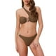 thumbnail image 1 of INSPIRAR CHIC Conjunto de Bikini de Dos Piezas con Tirante Asimétrico y Anillo Metálico para Mujeres, Parte Inferior Triangular, Talla X-Large, Color Marrón, 1 of 5