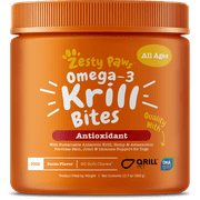 Zesty Paws Omega 3 Krill Fish Oil Soft Chews for Dogs with EPA & DHA for Joints + Skin & Coat, 90 Soft Chews