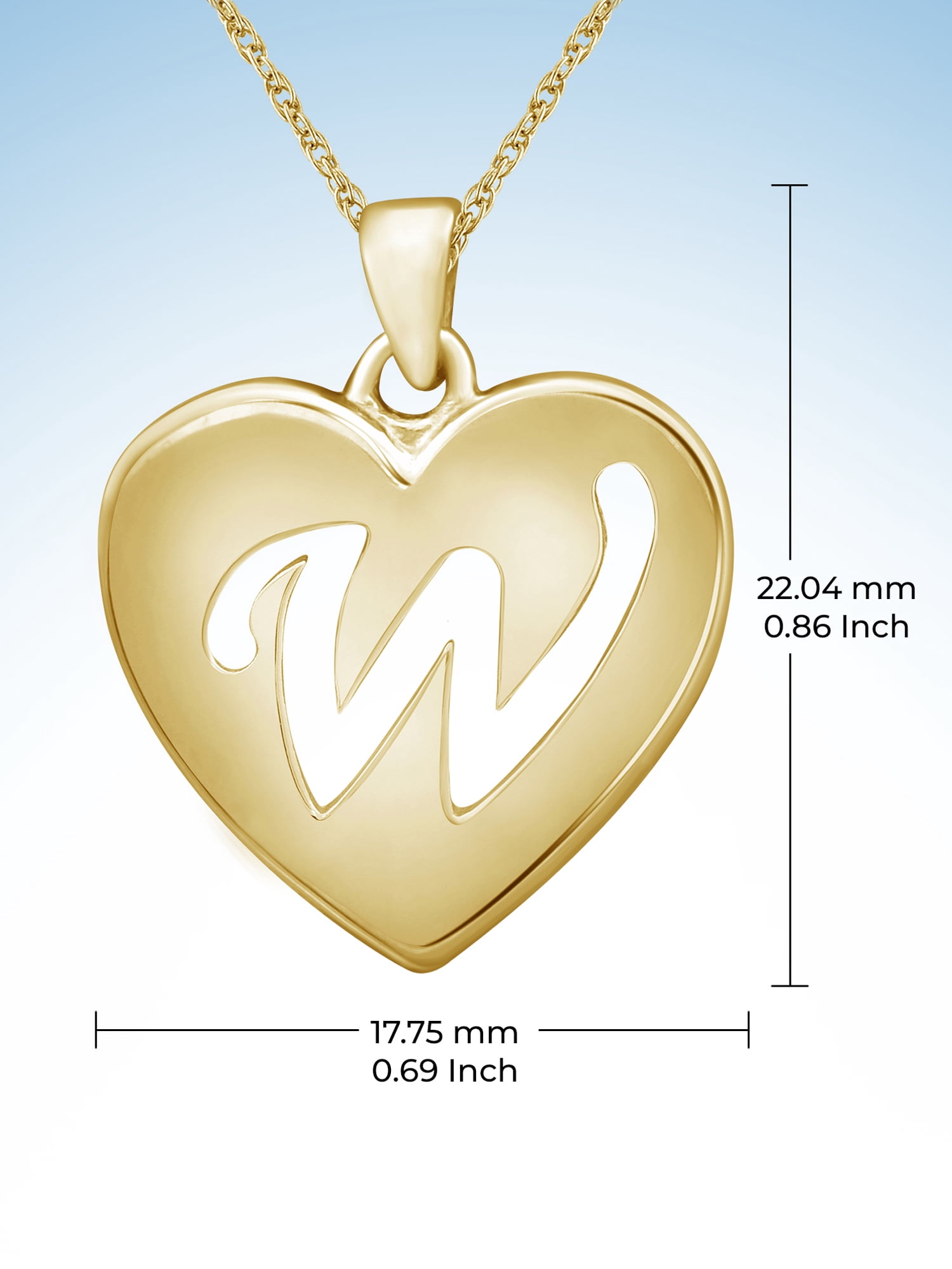 JewelersClub Initial Letter Pendant for Women|Customizable 14K Gold over Silver W Alphabet Monogram Necklaces for Girls|Cursive Script Capital Letters|Personalized Jewelry Gift for Her