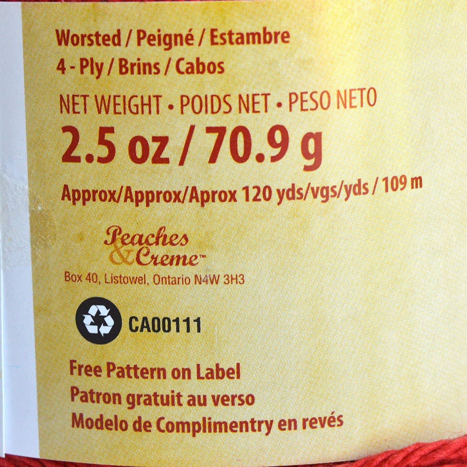 (3 pack) Peaches & Creme Solid 4 Medium Cotton Yarn, Red 2.5oz/70.9g, 120 Yards