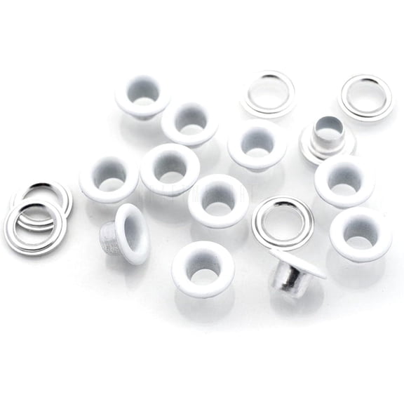 100pack 3/16" ID Colored Eyelets Grommets with Washers 5mm Aluminium Eyelet for DIY Craft, Shoes, Bead Cores, Clothes, Leather, Canvas (White)