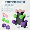 thumbnail image 2 of Neoprene Coated Hex Dumbbell Set with Storage Rack, Anti Slip Non Roll Cast Iron Core Free Weights for Women Men Beginners, Home Gym Strength Training Yoga HIIT Workout, 2 of 7