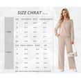 thumbnail image 3 of JWD Women's Off Shoulder 2 Piece Knit Matching Set Long Sleeve Pullover Top with Drawstring Wide Leg Pants Oatmeal L, 3 of 6