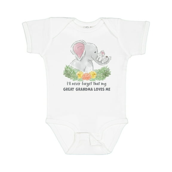 Inktastic I'll Never Forget That My Great Grandma Loves Me Elephants Boys or Girls Baby Bodysuit