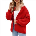 thumbnail image 3 of Suéter de Punto Suave y Grueso de Larga con Botones para Mujer, Cárdigan Informal Holgado con Abertura Frontal para Otoño Rojo Llama S, 3 of 9