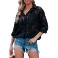 thumbnail image 1 of Sunloudy Camisas elegantes para mujer, blusa de gasa con botones de manga larga de jacquard de color puro Sunloudy  S M L XL XXL, 1 of 7