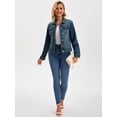 thumbnail image 3 of DARING DIVA Women's Classic Washed Long Sleeve Denim Jackets With Pockets M Blue, 3 of 7
