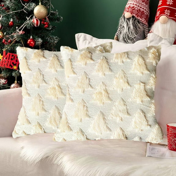Christmas Pillow Covers 18x18 Set of 2 Christmas Party Decorations Embroidered Xmas Trees Throw Pillow Cover Cushion Case for Chair Sofa Bedroom Living Room Home Winter Holiday Decor