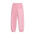 thumbnail image 4 of WhouRiu Girls Casual Sweatpants Letter Graphic Elastic Waist Joggers Pants Kids Comfortable Everyday Trousers With Pockets,11-12 Years, 4 of 5