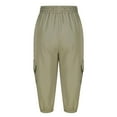 thumbnail image 5 of Ecqkame Women Cargo Half Shorts Pants High Waisted Stretchy Five Quarter Pants Summer Solid Color Pants with Pockets Green XL, 5 of 8