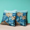 thumbnail image 4 of Hawaii Floral Oil Duo Throw Pillow in Blue Orange 20x20, 4 of 5