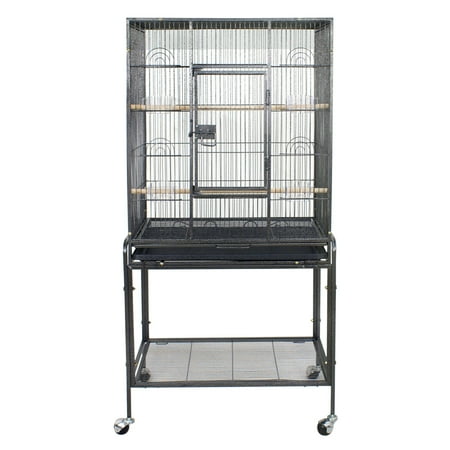 HomGarden 53.3 in Large Wrought Iron Bird Cage W/Perches for Cockatiels Parrot Parakeet Black